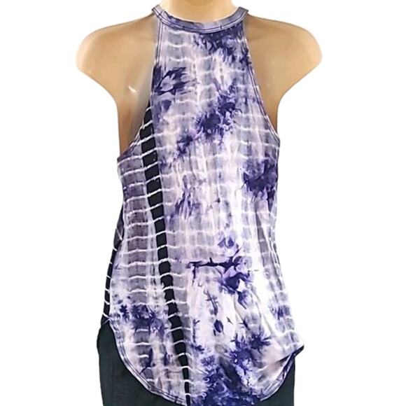 NWOT Wanderlux Women’s Blue White Tie-Dye Sleeveless Halter Tank Top Size Small - Picture 6 of 6